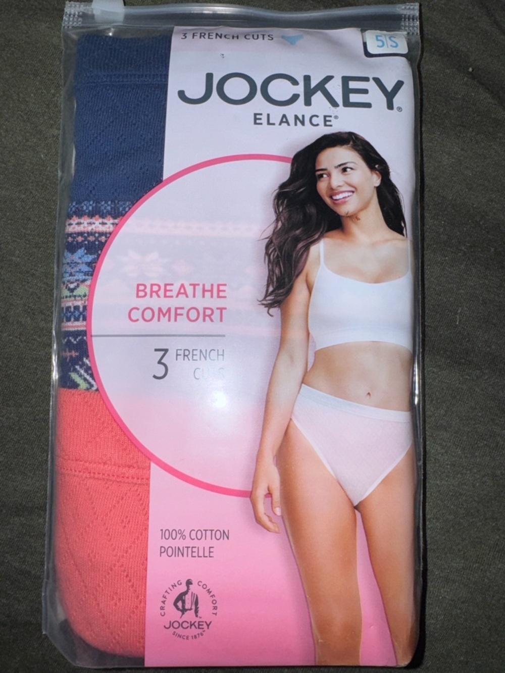 Jockey Elance Women’s 3-Pack French Cut Cotton Panties - Coral & Navy Aztec s/5